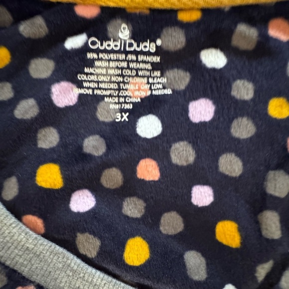 Cuddle Duds Lounge Set Velour  Navy Blue Polka Dot 3X 2 PC Pants Top Jogger p22 - Picture 5 of 5